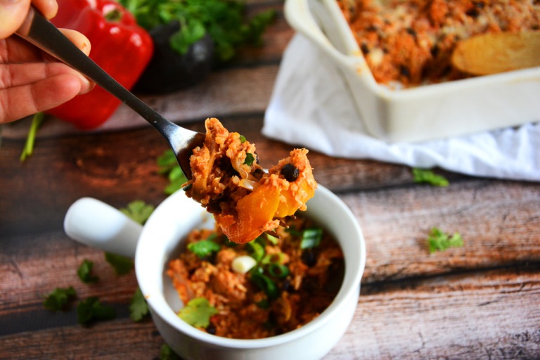 {Lighter} Chicken Fajita Casserole
