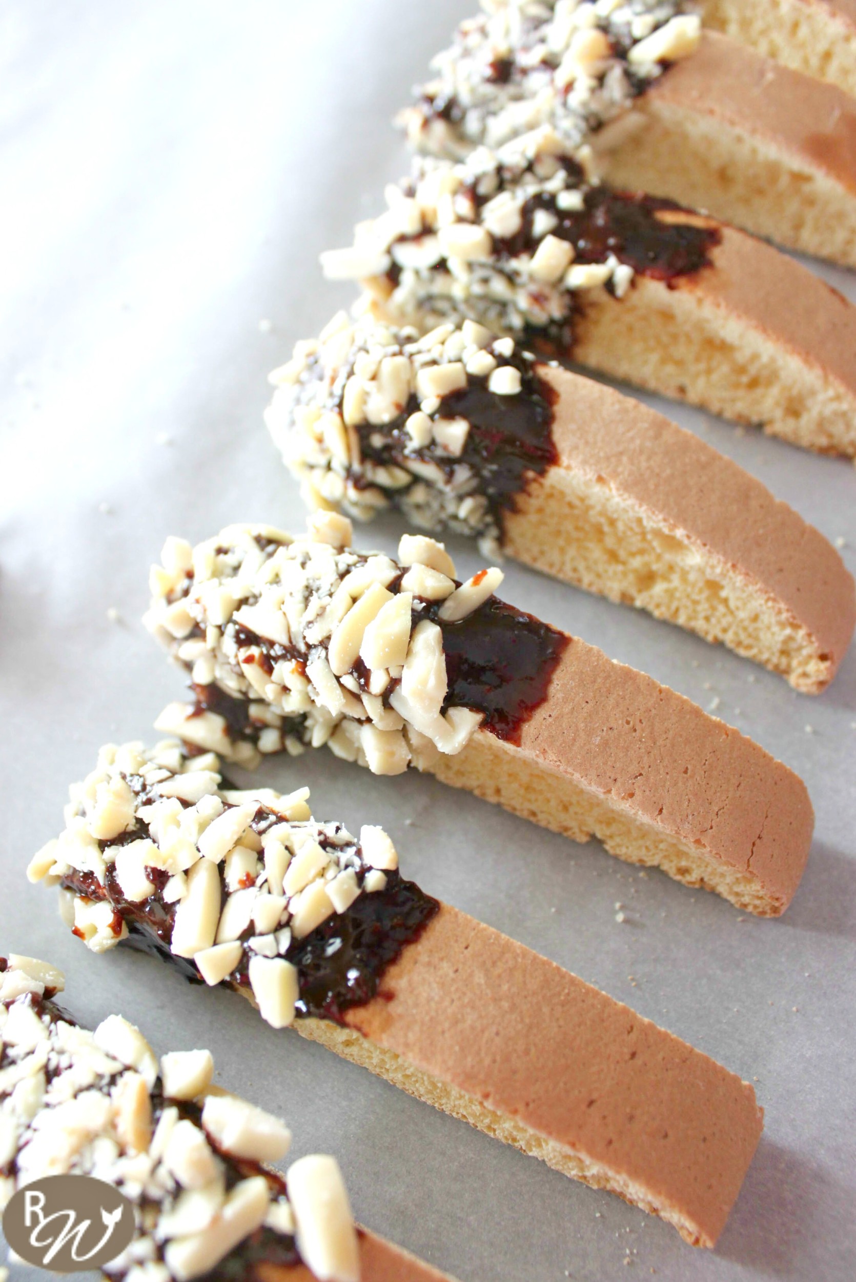 Chocolate and Almond Dipped Biscotti