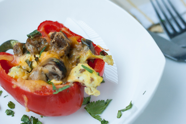 Breakfast burrito stuffed peppers