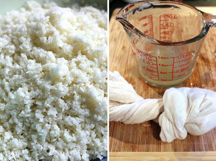 Cauliflower cooked and drained for cheese sticks