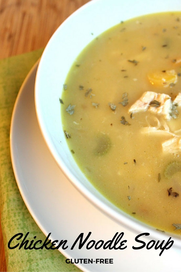 You can make this gluten-free chicken noodle soup in less than 30 minutes! So good! Mom win!