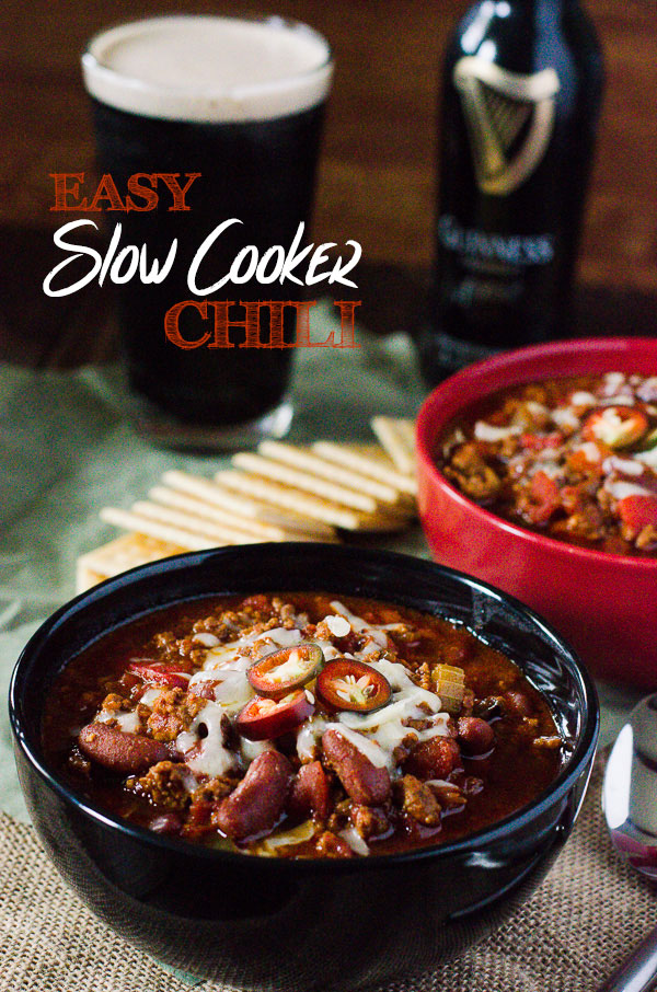 East Slow Cooker Chili - toss it on in the morning, have it ready by game time (or dinnertime!) | Get the recipe on MyCookingSpot.com!