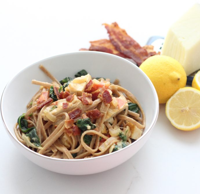 Chicken, Bacon and Spinach Pasta